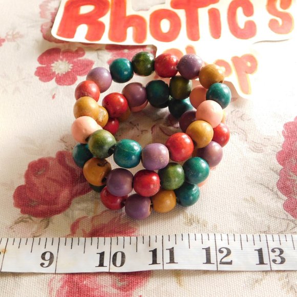Multi-Color Wooden Beaded Bracelets (x3) - Picture 2 of 4